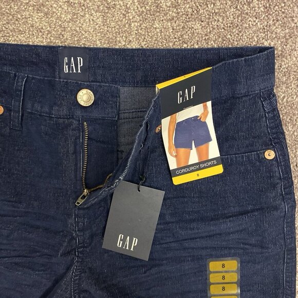 GAP Women's Corduroy Shorts 4 inch Blue Raw Edge Hem Cut Off Size 8 - NWT $49.95 - Picture 5 of 16